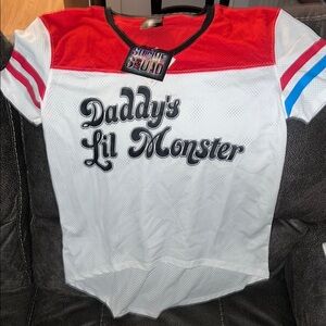 Daddy's Lil Monster adult Shirt - Red and White suicide squad